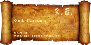 Keck Barbara névjegykártya